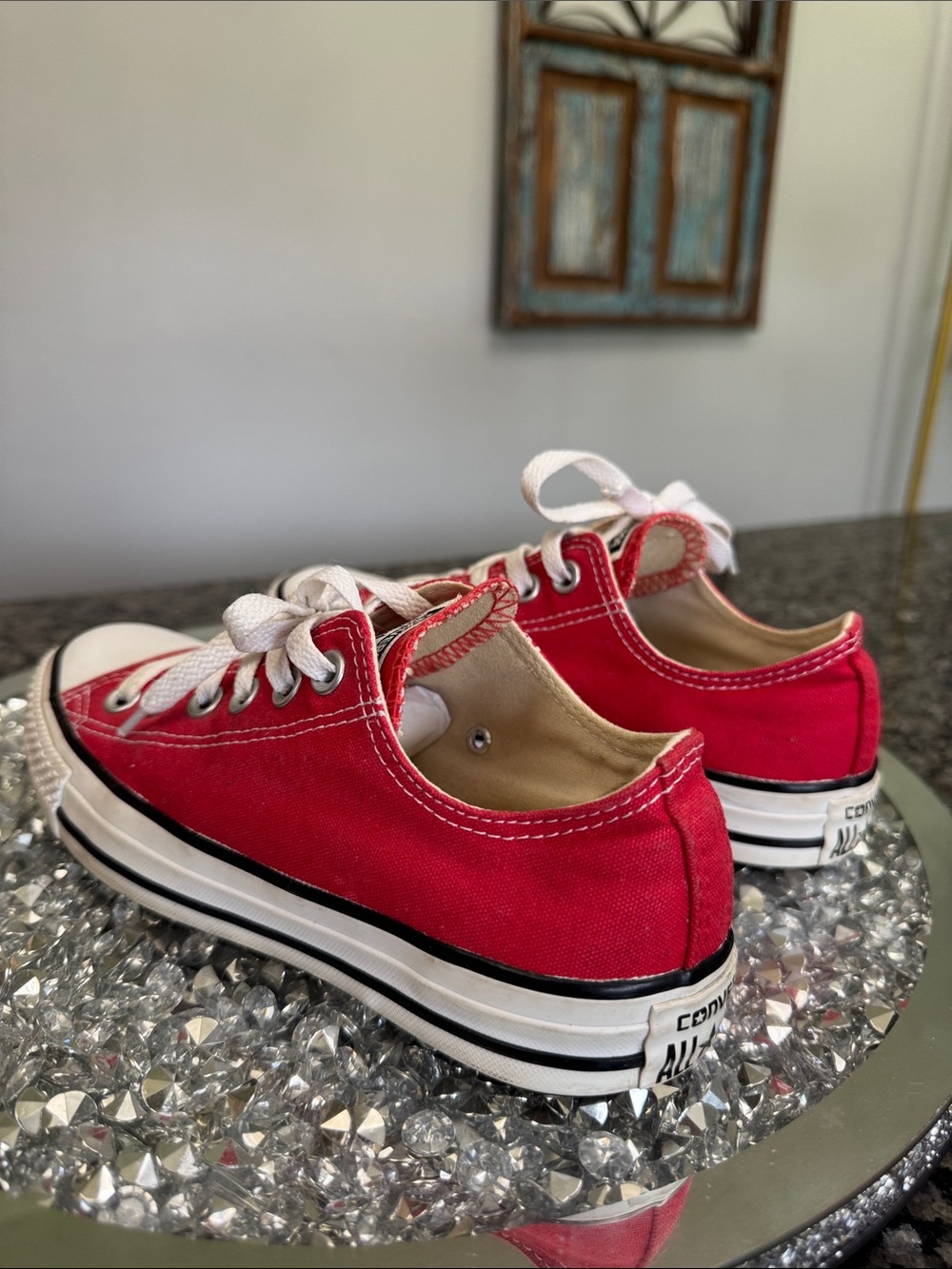 Converse all star Red Low Top canvas Sneakers 7 - Picture 5 of 14